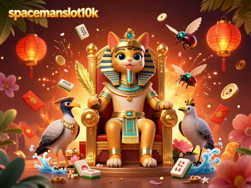 Experience thrilling wins with spacemanslot10k in a vibrant, casino-themed 3D illustration.