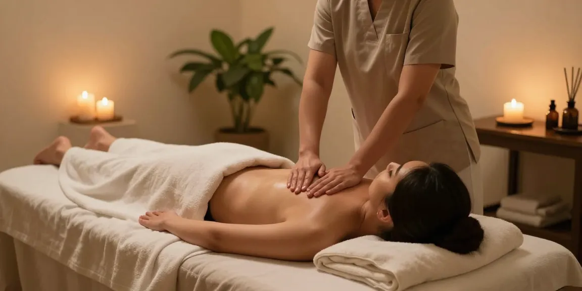 Experience 마포출장안마 massage therapy in a serene spa setting with calming lights and aromatherapy.