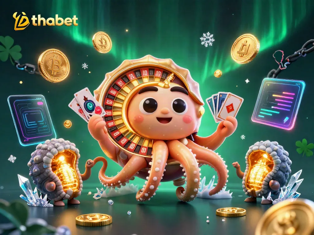 Experience 3D thabet gaming excitement with ancient nautilus as roulette wheel, glowing crypto coins, and vibrant casino action.