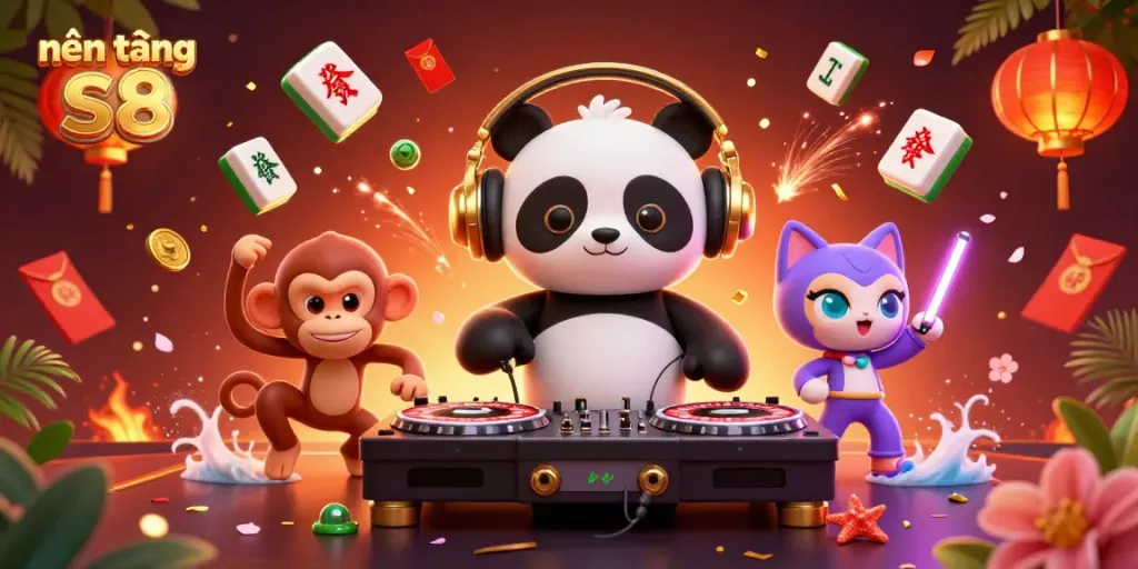 Experience the vibrant atmosphere of nền tảng s8 with lively characters in a dynamic casino scene.