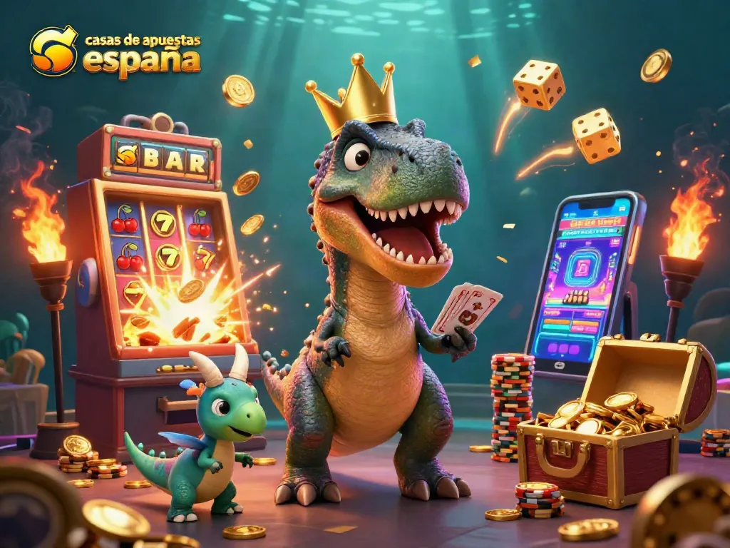 Las casas de apuestas en España ofrecen emociones al observar un T-Rex jugando cartas en un mundo de juegos de casino.