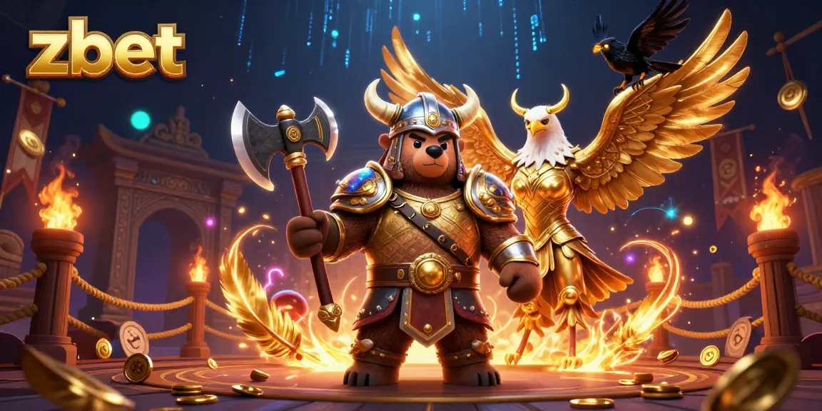 Experience thrilling gaming action with zbet in a dynamic Viking-themed casino illustration.