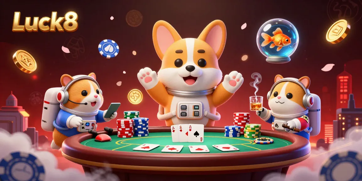 Luck8 combines thrilling poker action with a playful space casino theme in this vibrant casino scene.