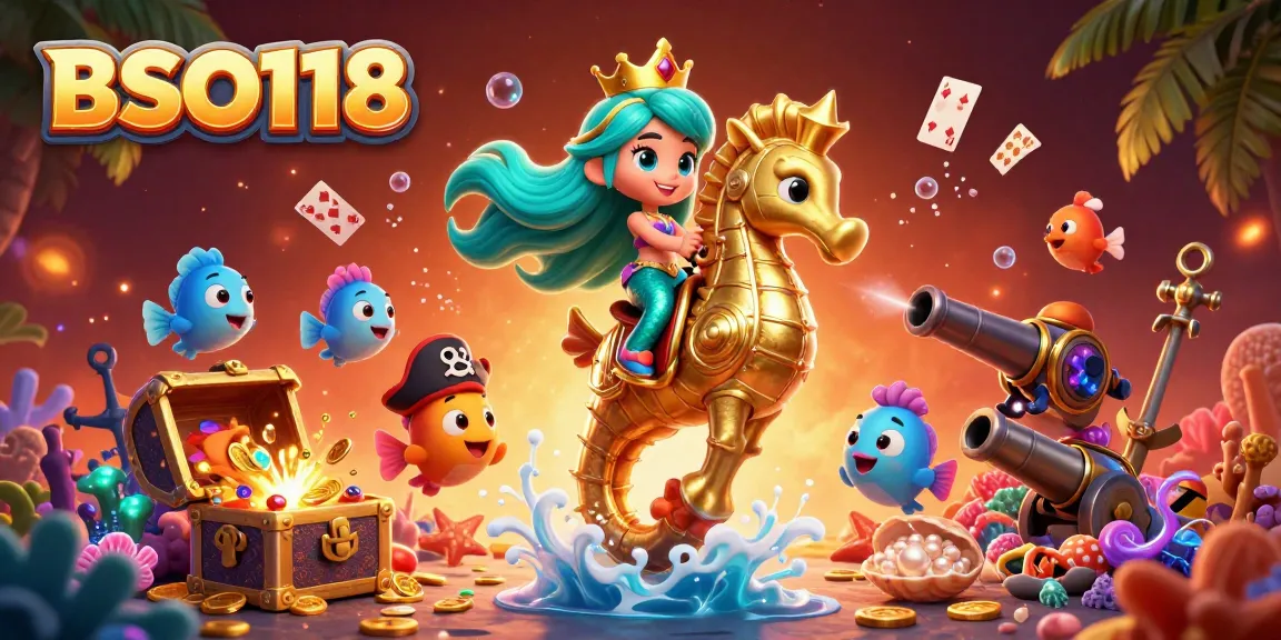 Engage in exciting gameplay with BSO118, featuring a vibrant mermaid-themed casino scene.