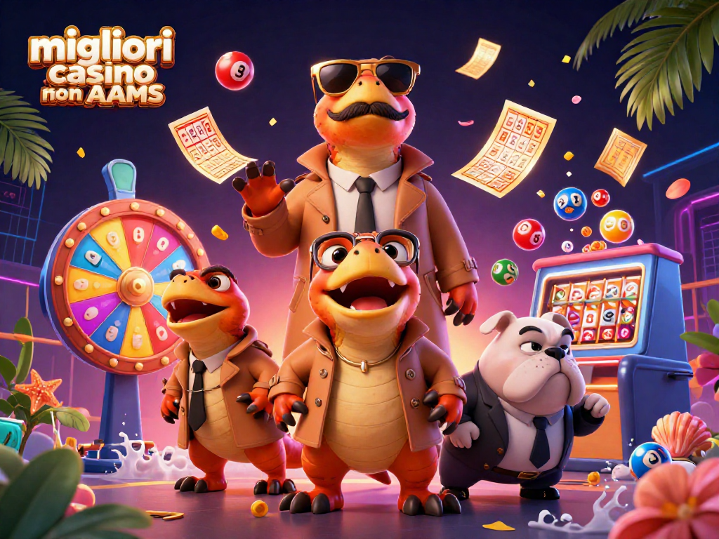 Divertiti con i migliori casino non AAMS in un'illustrazione vivace e ricca di dettagli.