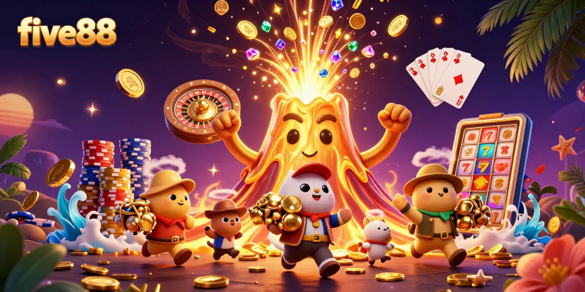 Experience the thrill of five88 with treasure-filled adventures in a vibrant casino scene.