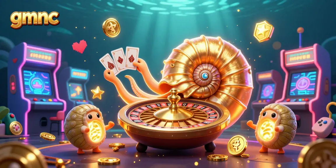 Play interactive games with gmnc, showcasing a vibrant underwater casino scene brimming with arcade elements.