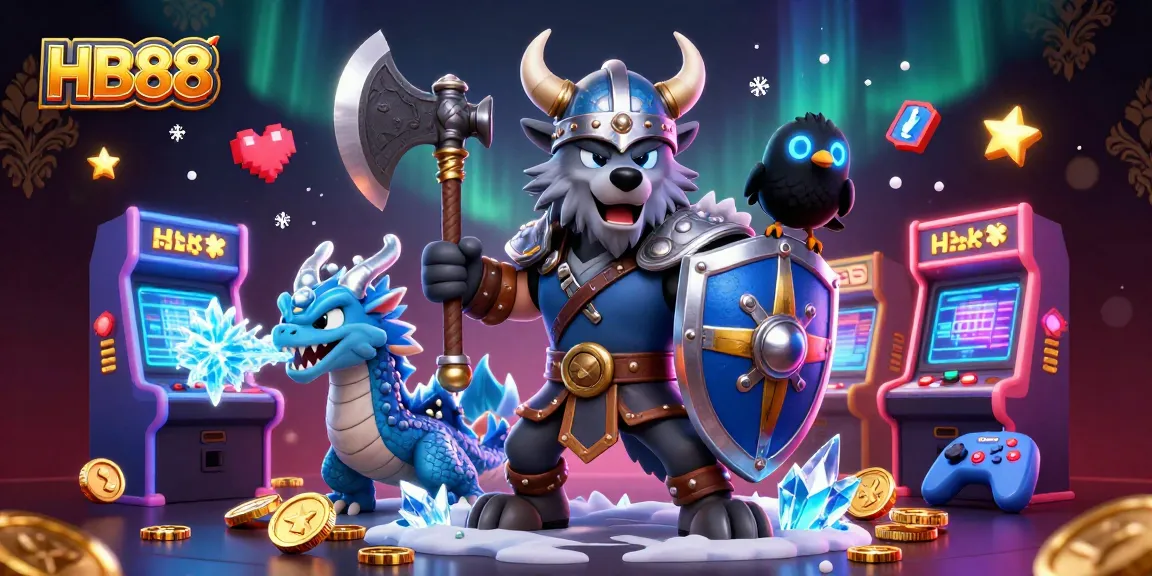 Engage with HB88's thrilling casino adventures featuring a Viking warrior and dragon