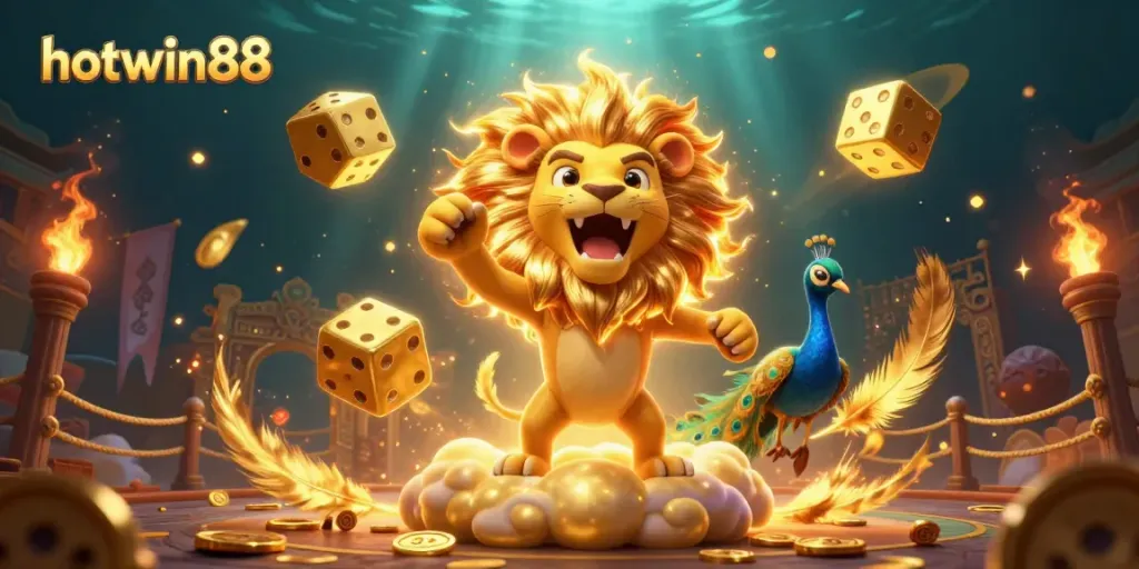 Experience the excitement of hotwin88 with winning games and bonuses in this vibrant 3D casino illustration.