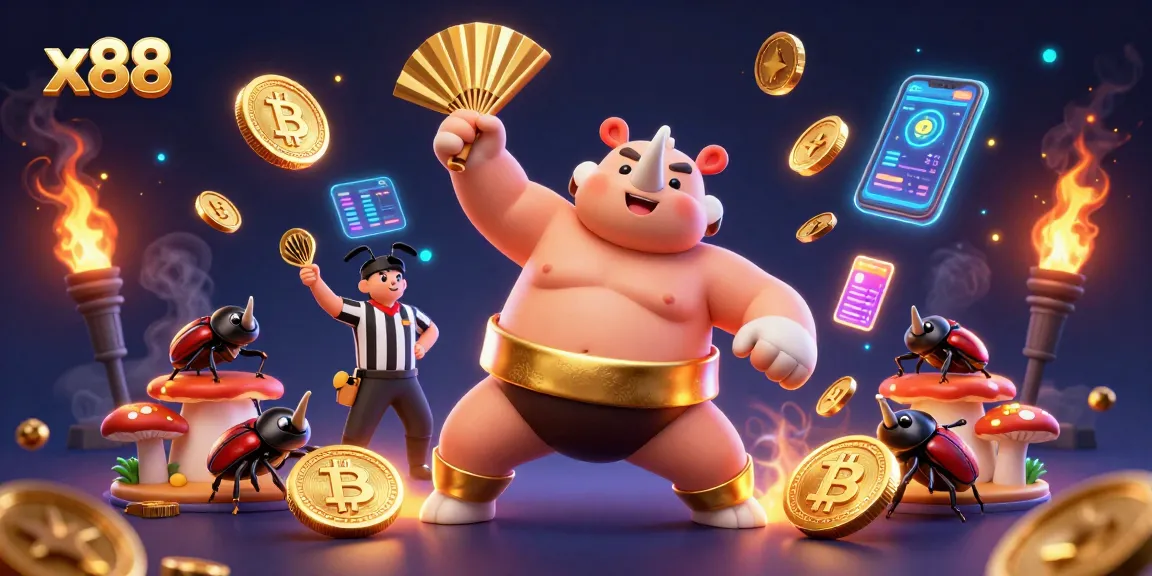 x88 offers thrilling casino gameplay with vibrant characters, coins flying, and exciting crypto elements.