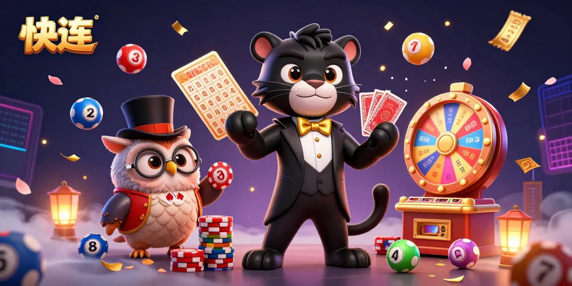 Engage with 快连 in this colorful 3D depiction of a black panther elegantly dealing cards amidst vibrant casino elements.