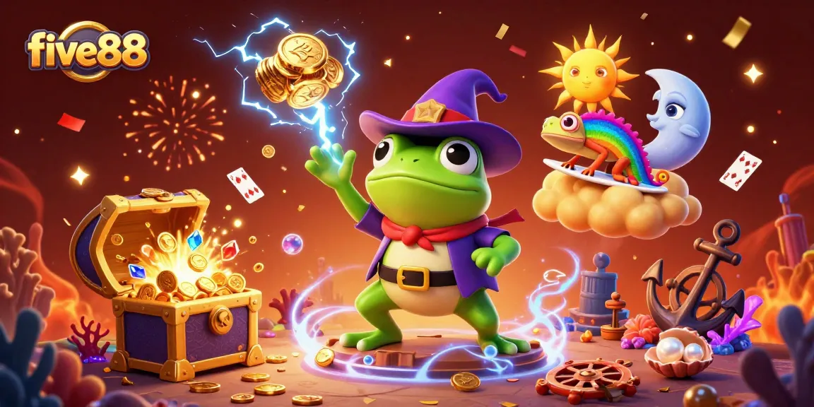 Experience thrilling wins at five88 with an electrifying 3D casino adventure illustration.