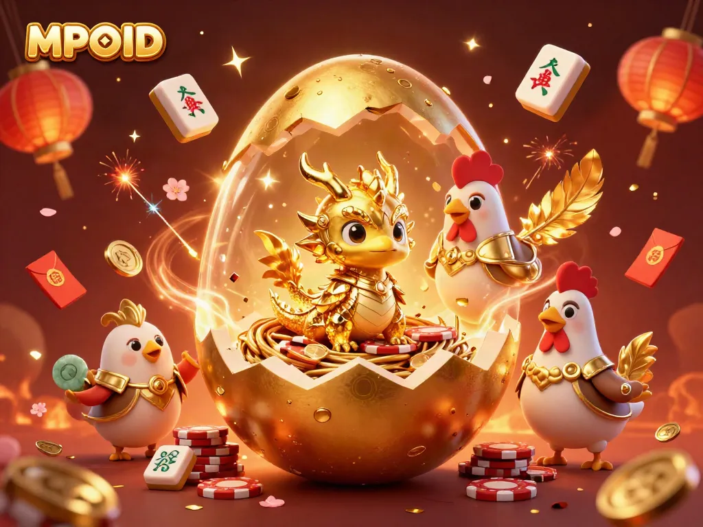 MPOID features a golden dragon emerging from a nest of poker chips in an exciting casino-themed illustration.