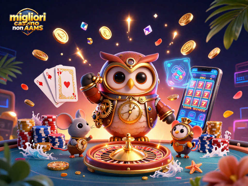 Vivi i migliori casino non AAMS con questa scena vivace di giochi d'azzardo e divertimento.