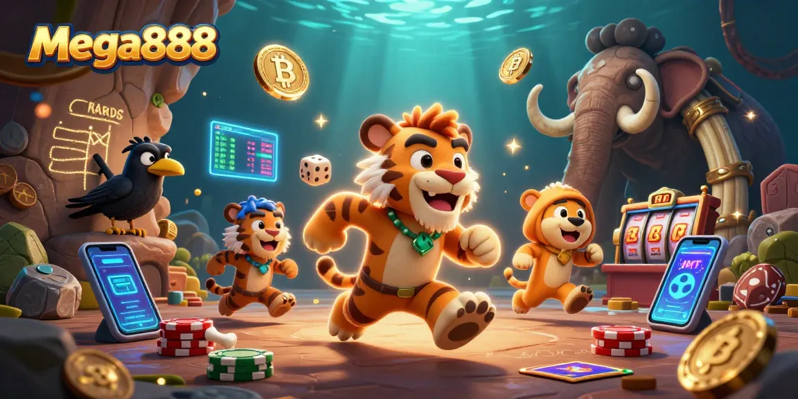 Experience the thrilling mega888 slots with a vibrant prehistoric casino scene