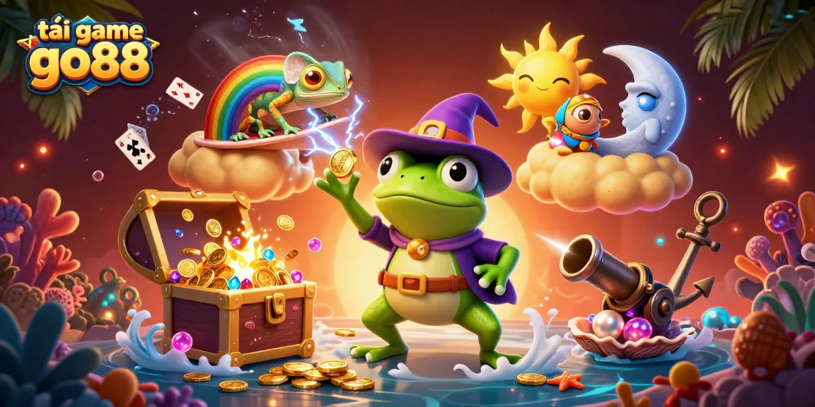 Exciting scene depicting tải game go88 with colorful characters and vibrant gambling elements.