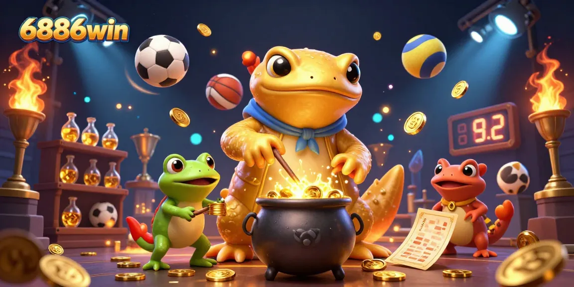 Experience thrilling action with 6886win, highlighted by dynamic sports elements and vibrant characters in a casino setting.