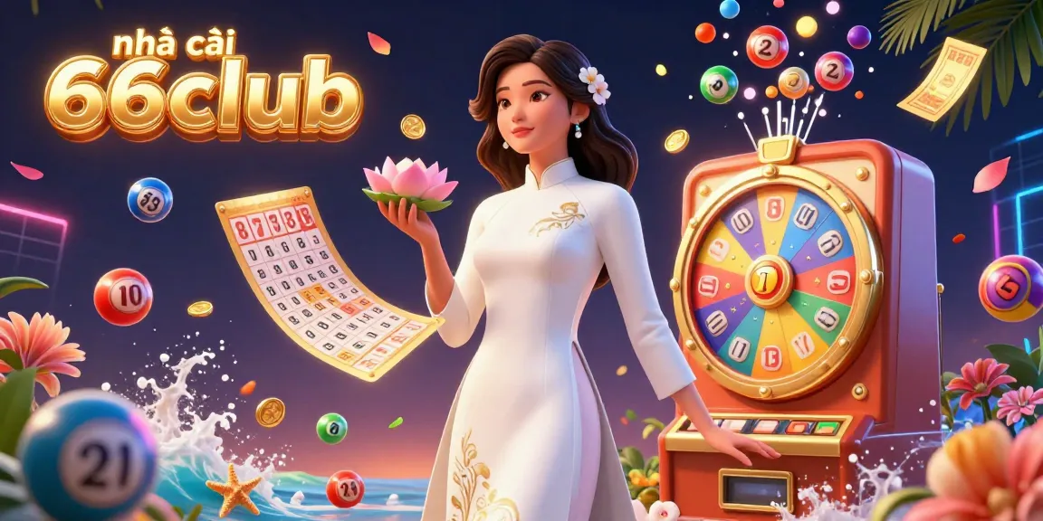 Engage with nhà cái 66club in an exciting 3D illustration depicting colorful lottery elements and a serene portrayal of Vietnamese culture.
