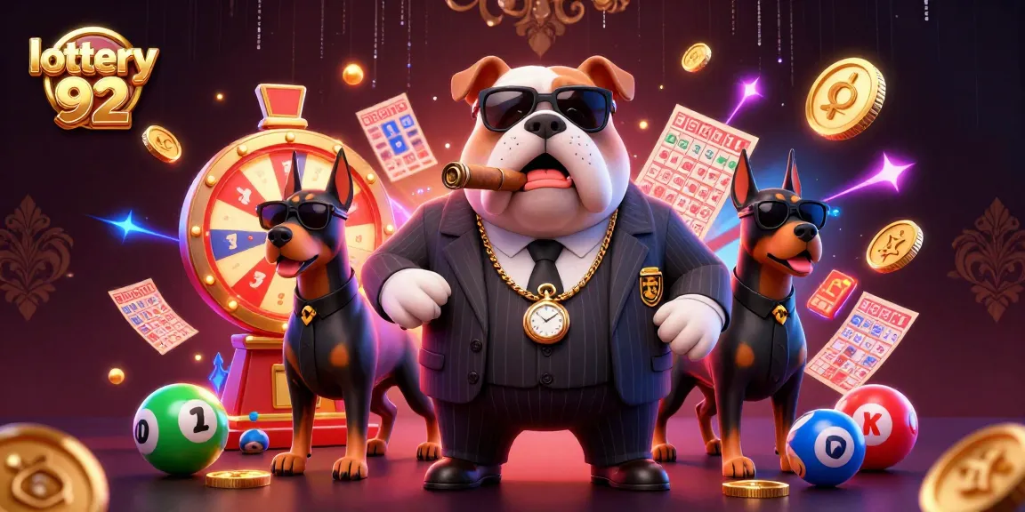 Engage with lottery 92 through a vibrant casino scene featuring lottery balls and a prize wheel.