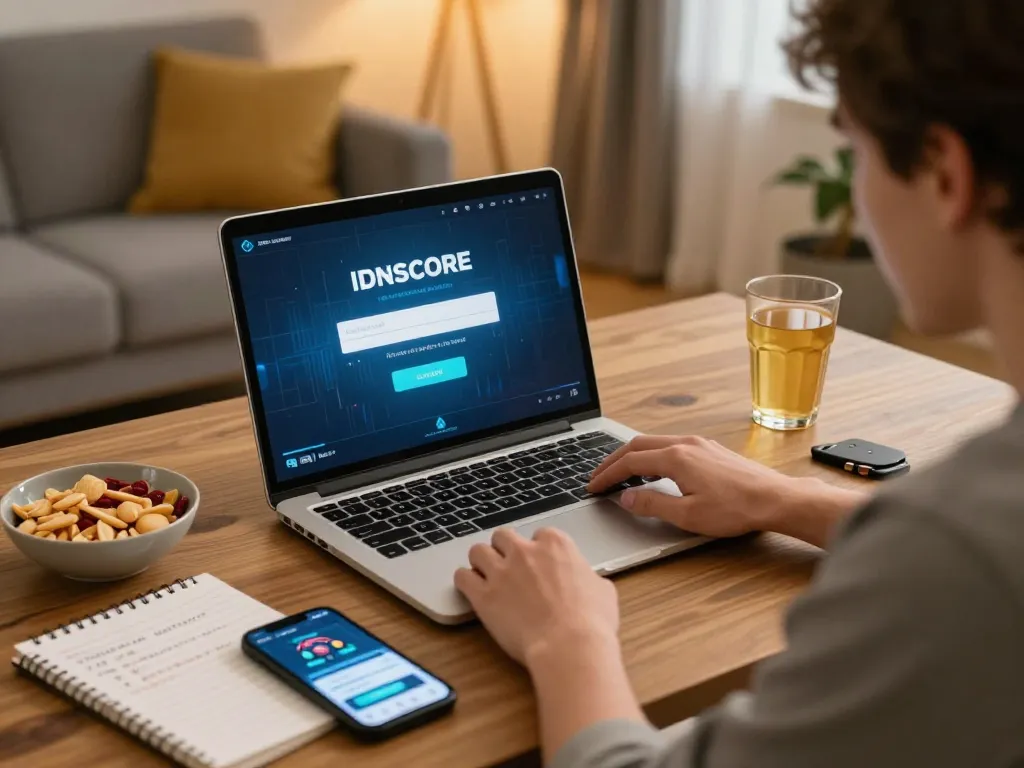 IDNSCORE LOGIN engaging player in an immersive online poker game with strategic notes