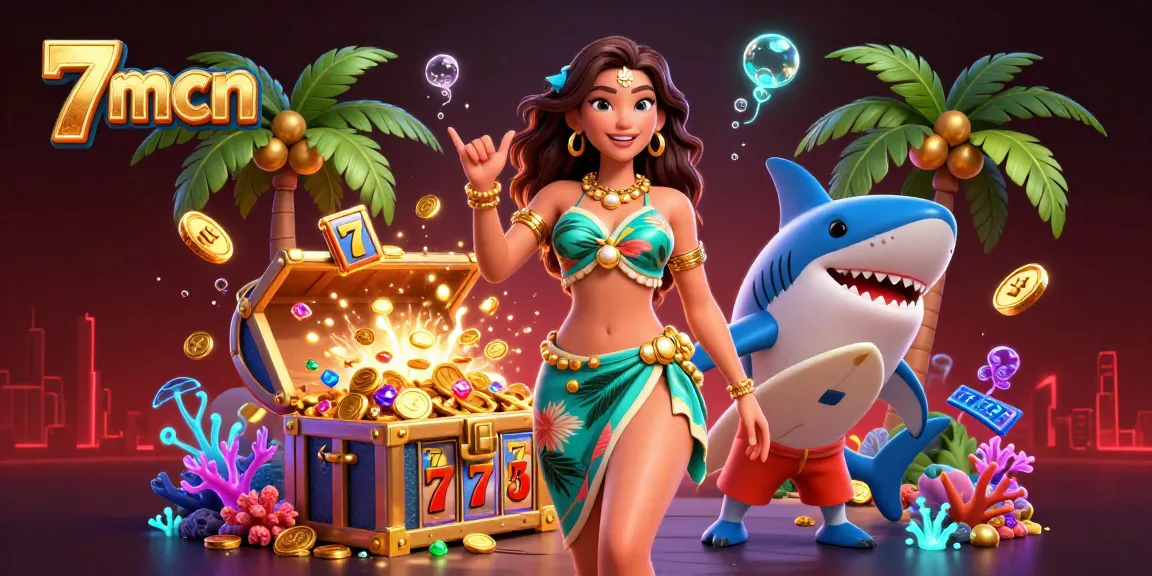 Engage with 7mcn for thrilling casino experiences showcasing dynamic gaming elements and vibrant characters.