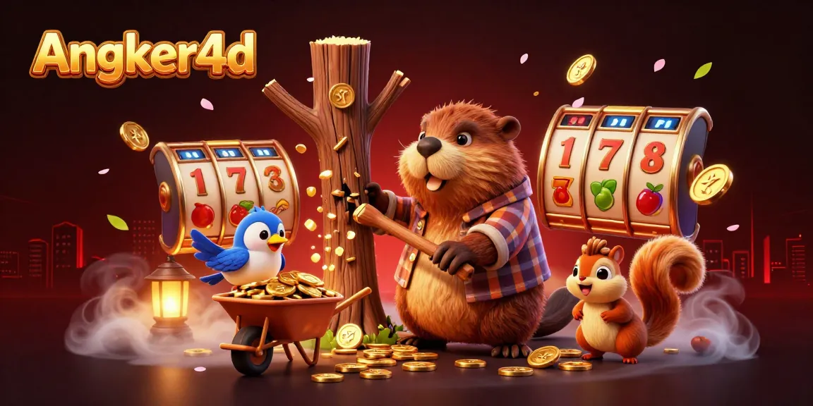 Permainan Angker4d dengan karakter menarik mengumpulkan koin emas dan simbol slot di latar belakang berwarna cerah.