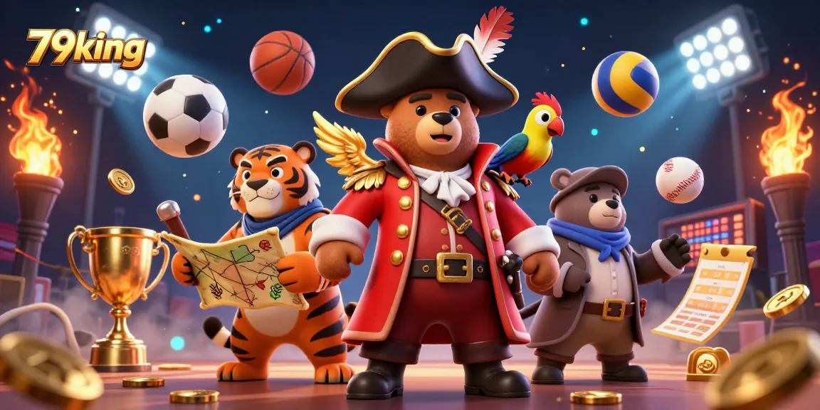 Experience thrilling gameplay at 79king with a pirate captain and dynamic sports betting elements.