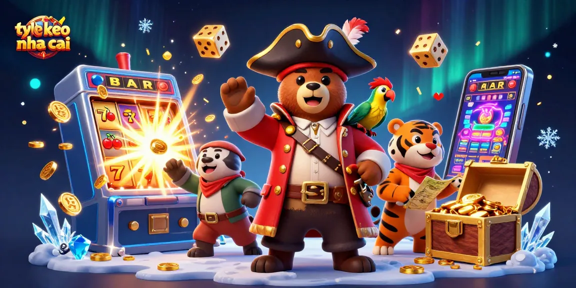 Experience the thrill of ty le keo nha cai with a vibrant 3D illustration of casino elements and characters.