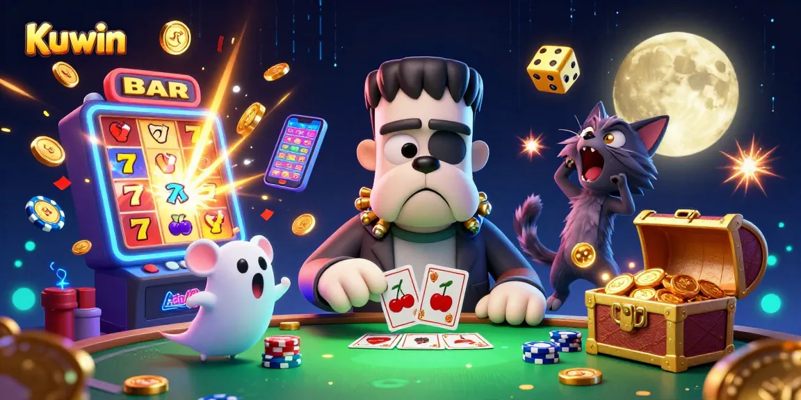 Kuwin welcomes you with a vibrant, engaging casino scene featuring unique characters and dynamic gaming elements.