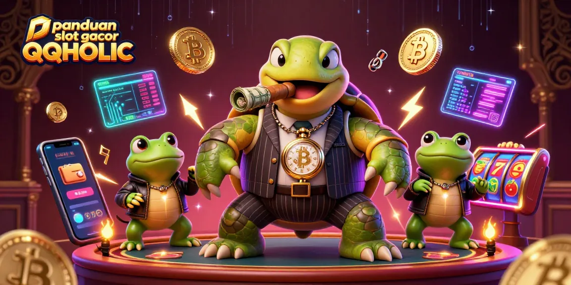Experience panduan slot gacor QQHOLIC with vibrant scenes of slots and crypto elements alive.