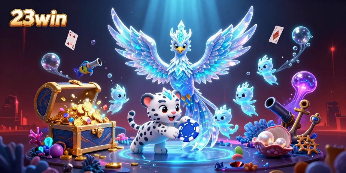 Experience the thrilling gameplay at 23win, featuring a vibrant underwater casino scene.