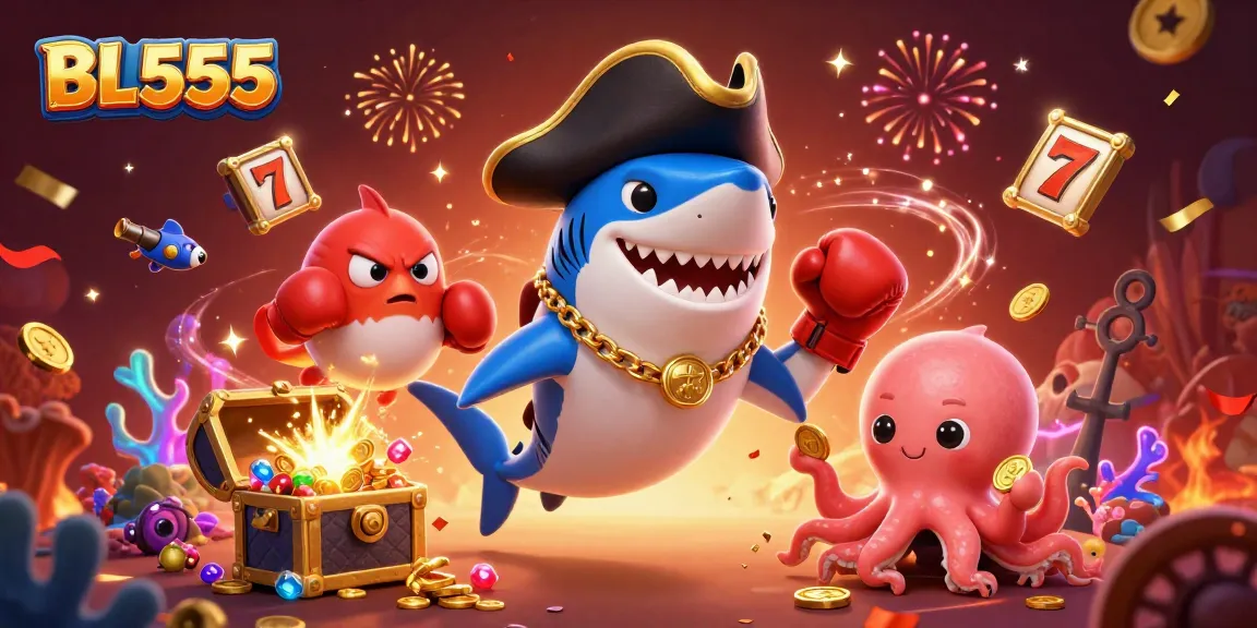 Experience exciting gameplay at BL555 with pirate-themed characters and vibrant casino elements.