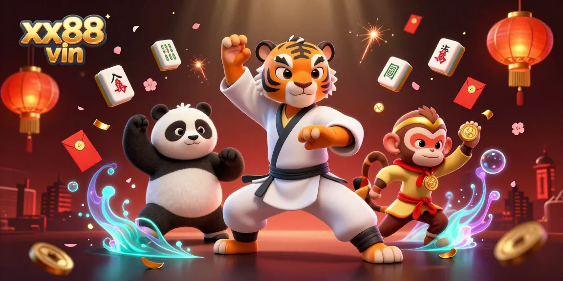 Experience thrilling moments at xx88 vin with a vibrant 3D circus-themed casino scene.