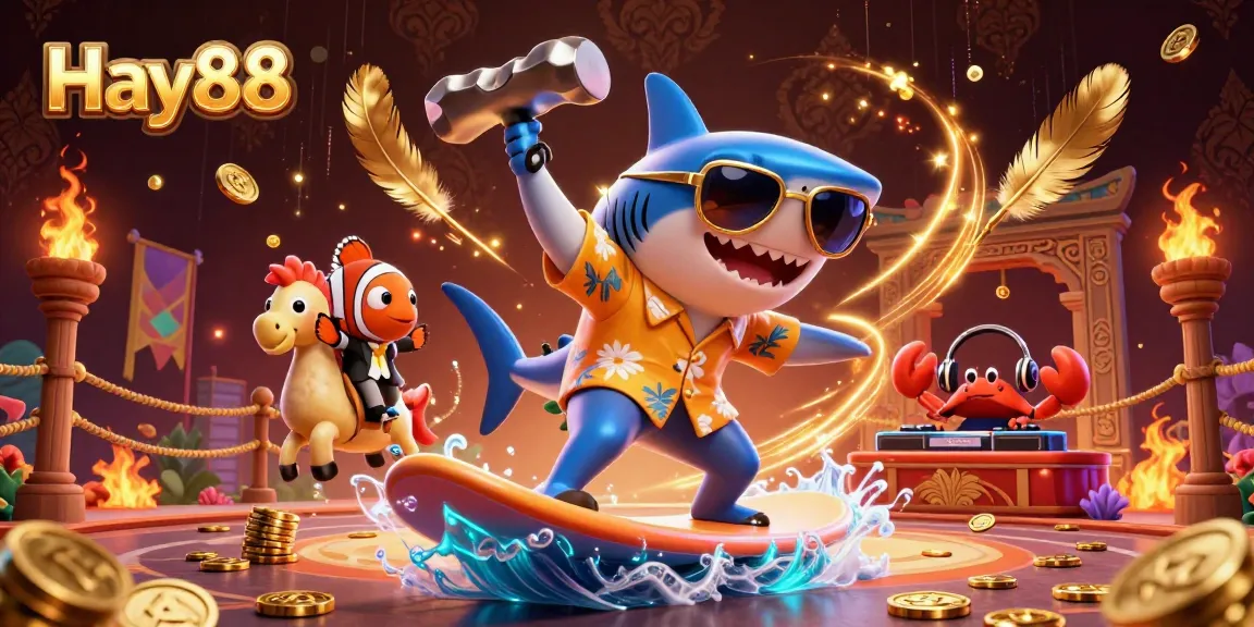 Experience exciting gaming action at Hay88 with vibrant characters amidst a wealth of gold coins and dynamic betting elements.